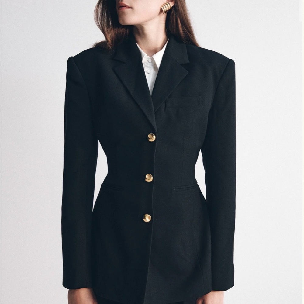 Meshki Black Blazer with Gold Accents. New with Tags.